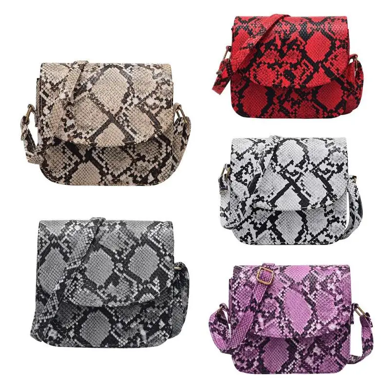

Snake Print Shoulder Messenger Handbags Women PU Leather Small Casual Flap Crossbody Bags for Ladies Party Purse 2019 New