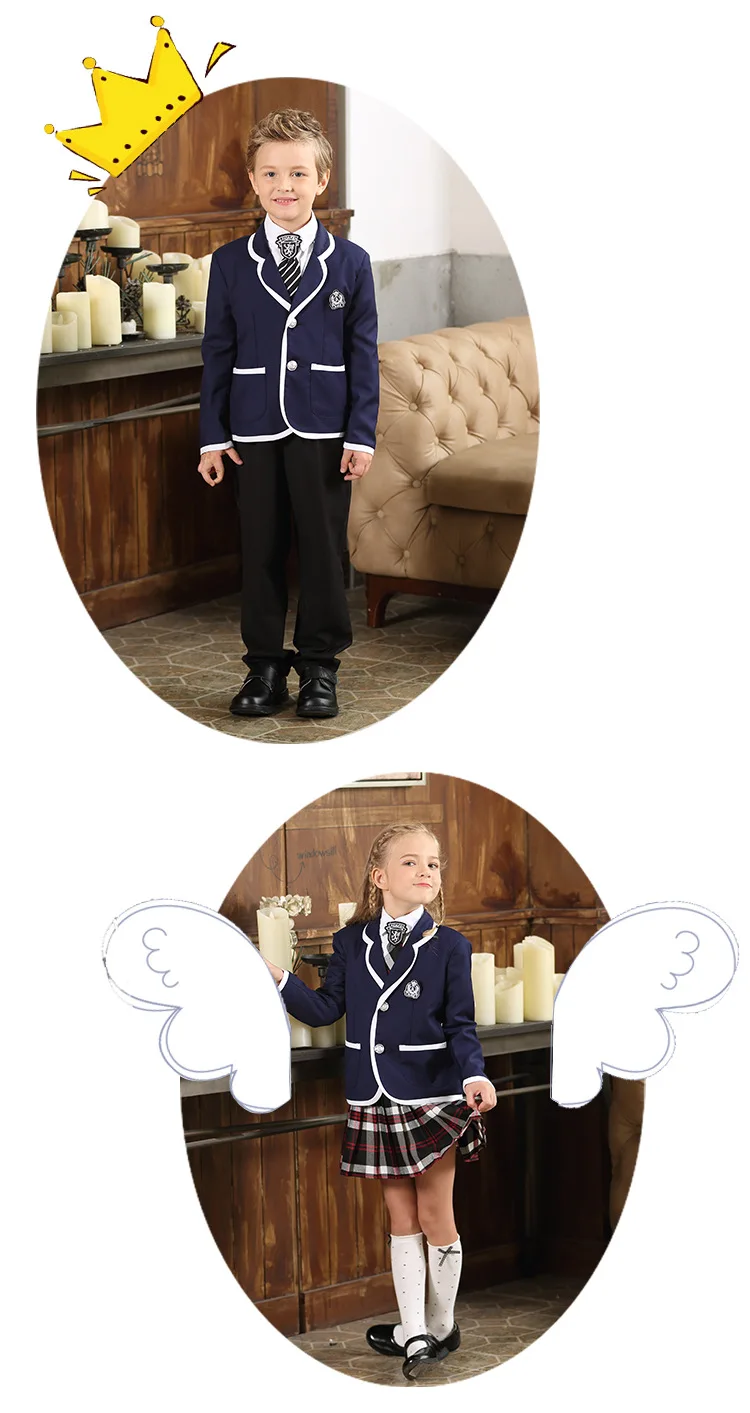Для девочек школьная Униформа британский стиль детский сад Униформа Начальная Школа одежда Студенческая куртка 4 шт. полный набор пальто