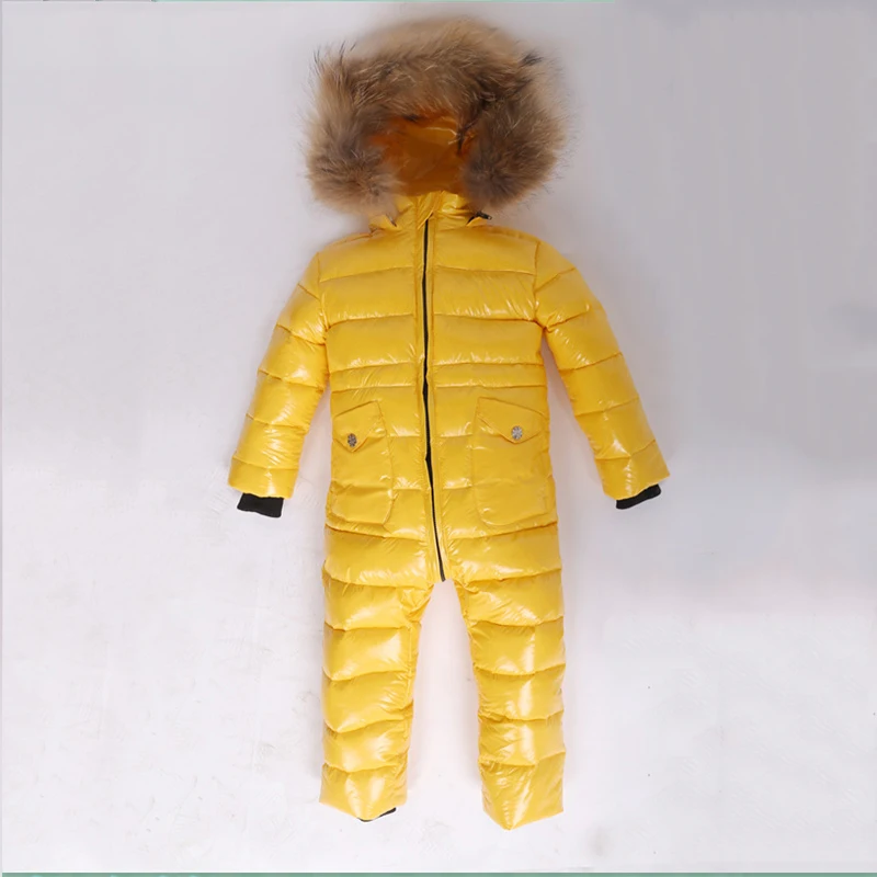 -30 Winter Snowsuit Baby 80% duck Down Romper Outdoor Infant Overcoat Clothes Girls Overall for Boys Kids Jumpsuit 2~6Y