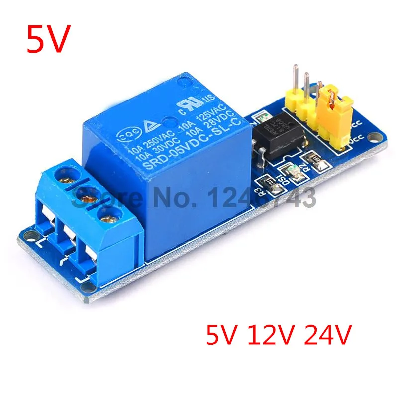 

5V 12V 24V 1 Channel Relay Module Optocoupler Isolation Blue Board