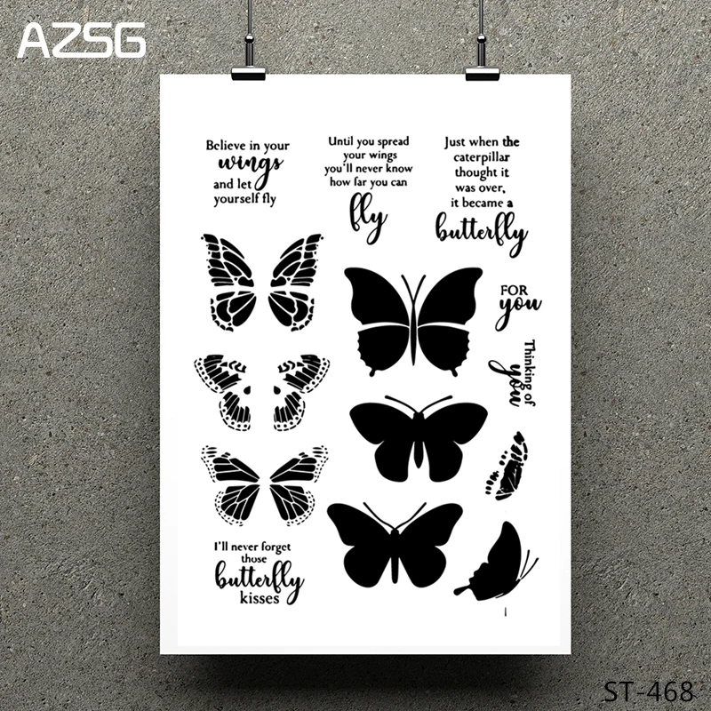 

AZSG Beautiful Butterflies Transparent Clear Stamp/Seal for DIY Scrapbooking/photo Album Decorative Clear Stamp Sheets 10*10cm