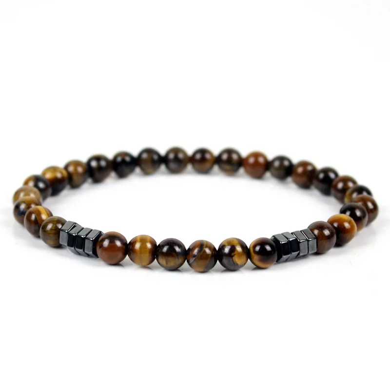 

Minimalist Natural Stone Beaded Bracelet For Men Women Brown Tiger Eyes Yoga Meditation Braclet Homme Jewelry