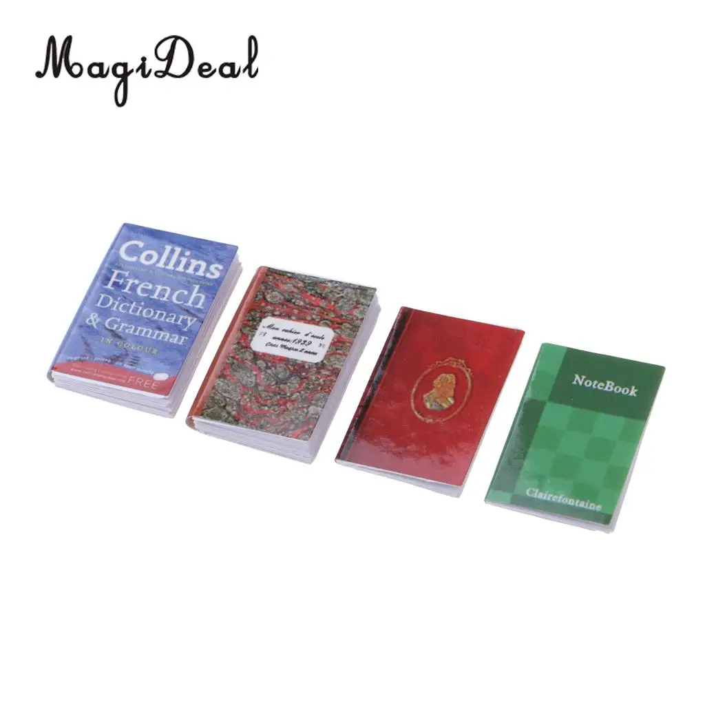 4 Pieces 1/12 Dollhouse Miniature Accessory Colorful Notebooks Study Room Living Room Decoration Dolls Accessories Toy