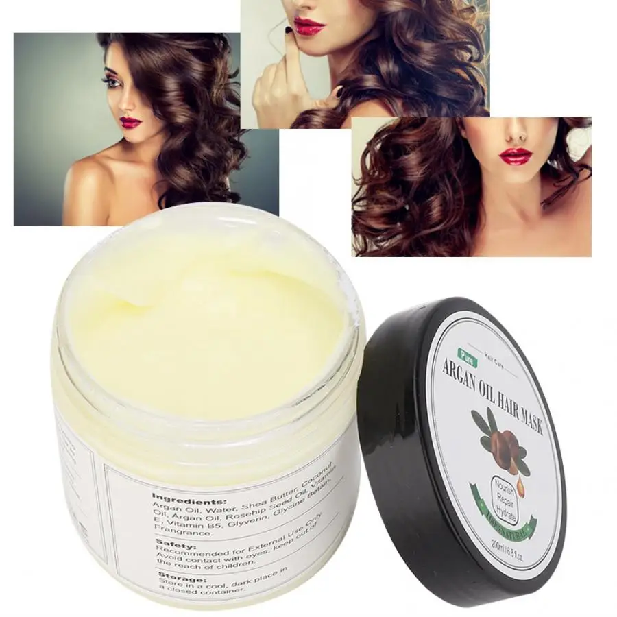 Natural Argan Oil Hair Mask MoisturizingHair Care Cream Repairing Supple Strengthening Dried Damaged Hair Treatment Conditioner