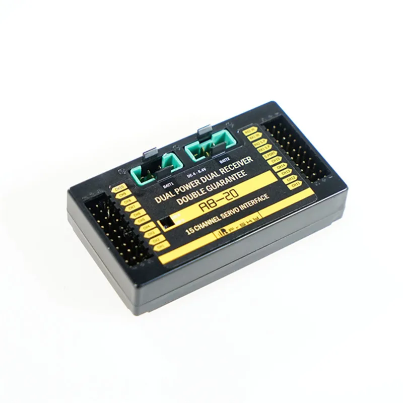

Frsky RB-20 Dual Power Dual Receiver Telemetry Auto-switch & Maximum Current Output Up to 10A