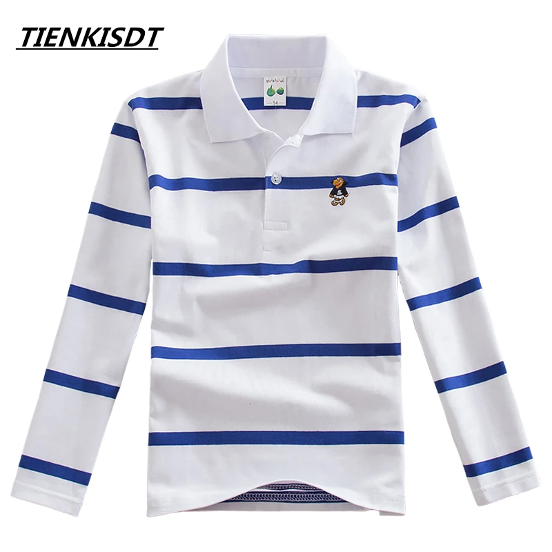 Lapel Long Sleeve Juvenile Striped Embroidery Tiny Cotton Camisa Fnaf Boys Polos Shirts Porg Roblox 2018 Spring Bobo Kids Choses - 