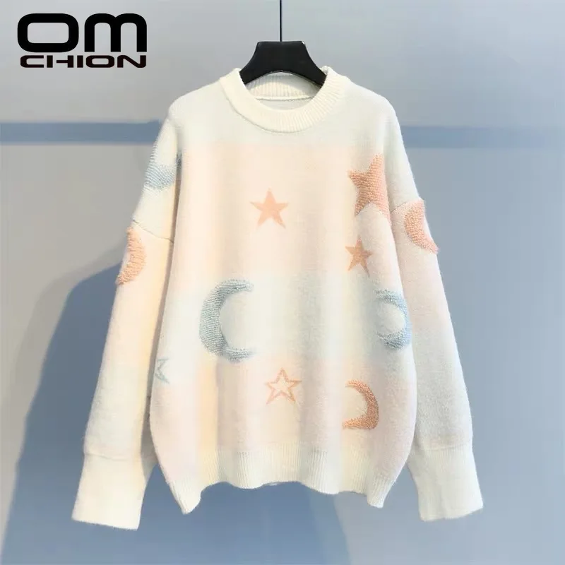 

OMCHION Pull Femme 2019 Autumn Winter Korean Star Embroidery Sweater Women Casual Cute Knitted Pullover Oversized Jumper LMY165