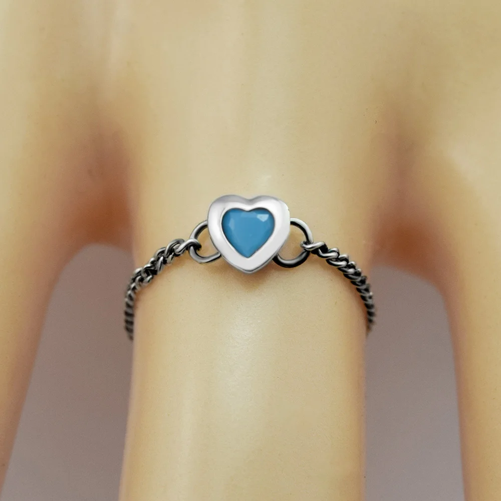 Pandora Blue Spirited Heart Chain Ring 
