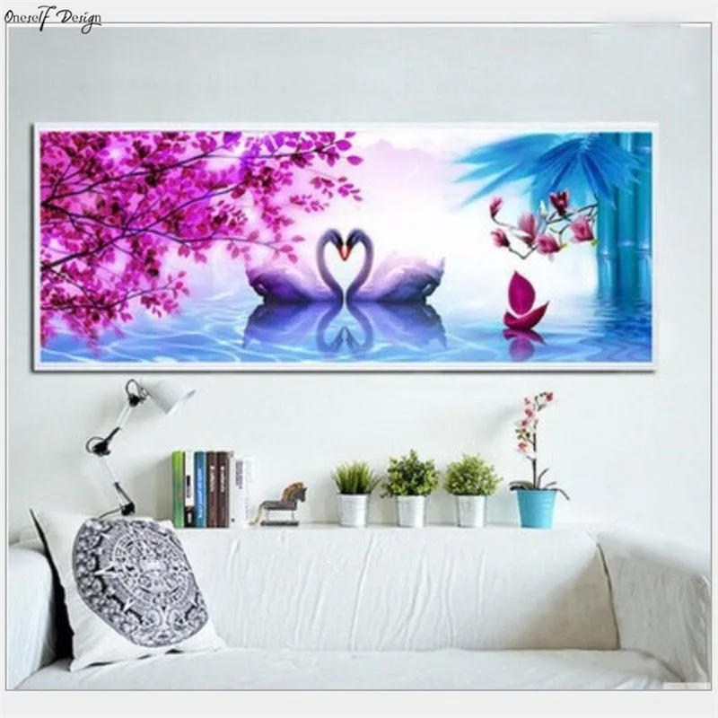 

DIY 5D Diamond Painting Romantic Swan Lake Diamond Embroidery Full Set Rhinestone Pictures Diamond Mosaic Sale Decor For Home