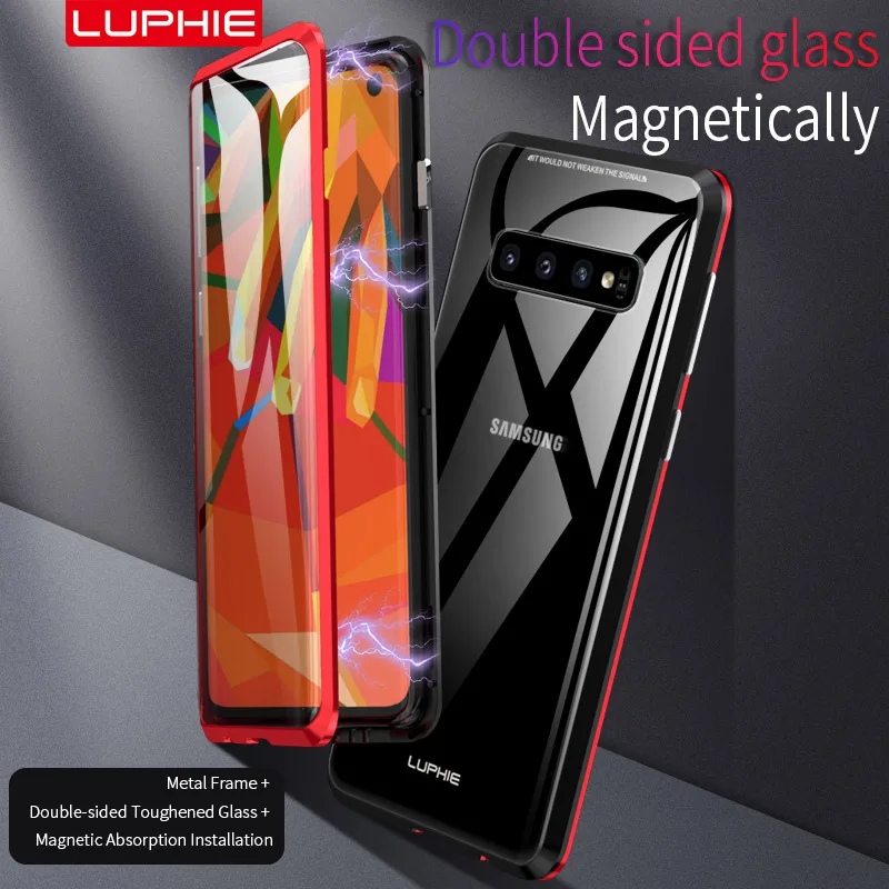 

for Samsung Galaxy S10 S10Plus Cover 360 Degree Tempered Glass Double Protection Metal Bumper Coque for Samsung S10 S10E Shell
