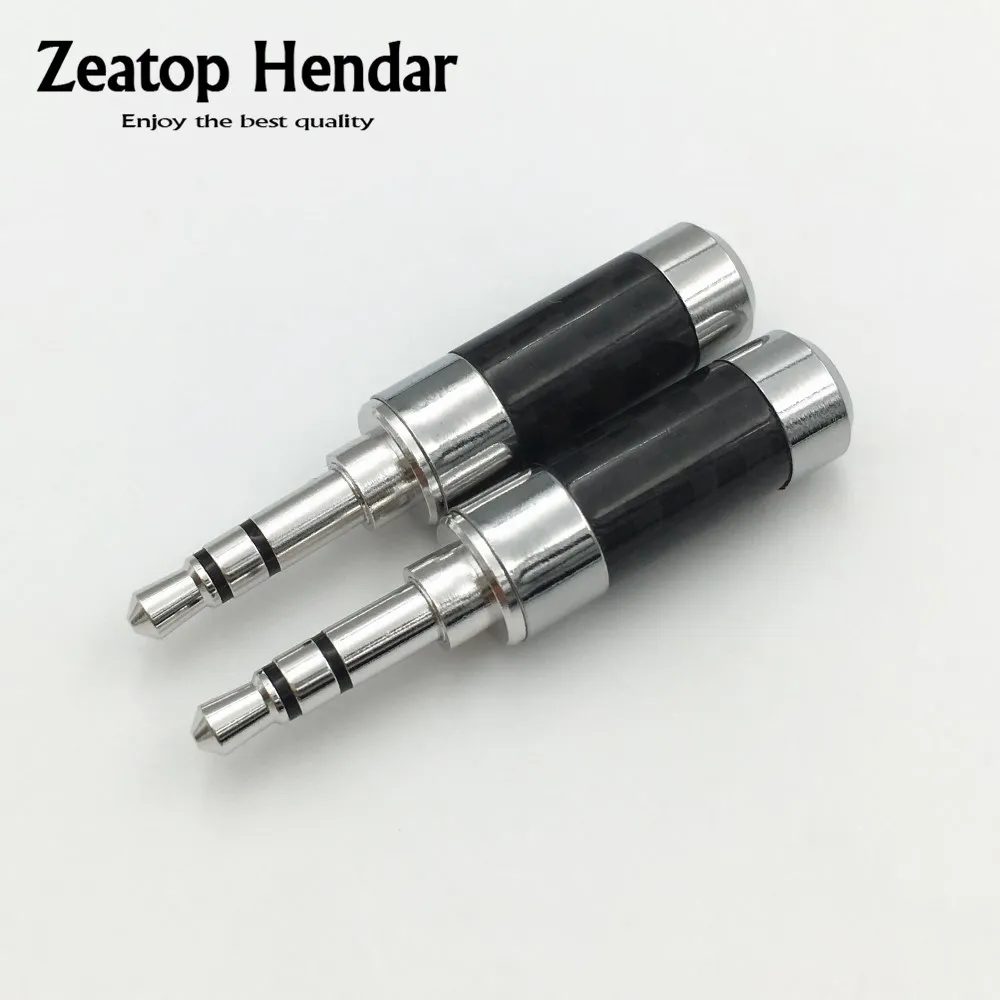 

10Pcs Real Rhodium Plated 3.5mm 3 Pole Stereo Male Plug Carbon Fiber Shell Straight Audio Solder Connector for 4MM 6MM Cable