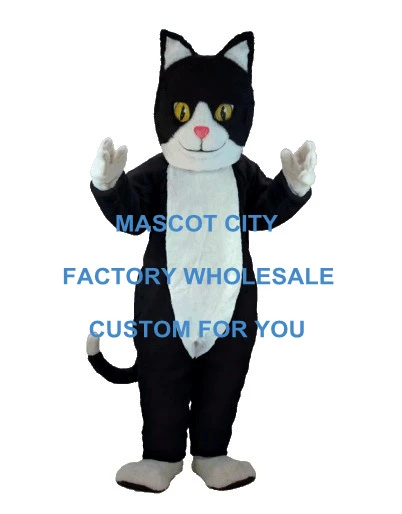 Kostum Maskot Kucing Hitam u0026 Putih Karakter Kartun Ukuran Dewasa Tema Pesta Karnaval Baju Pakaian Mascoly SW979