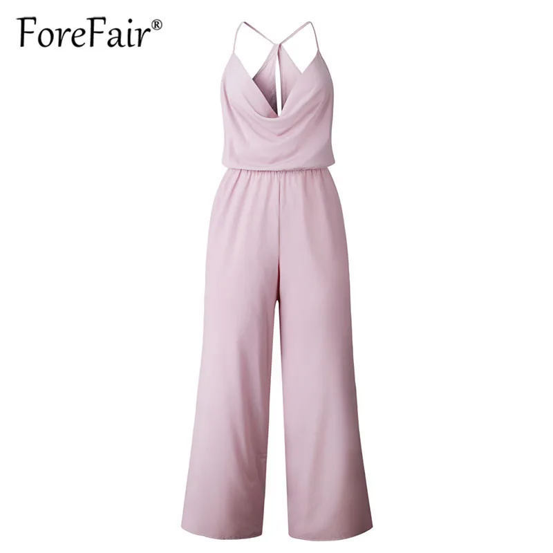 Forefair 2019 комбинезон женский без рукавов с открытой спиной на бретельках широкие