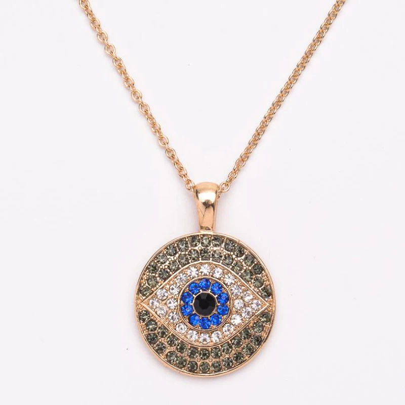

Turkish Blue Evil Eye Pendant Necklace For Women Christmas gifts Rose Gold Sweater Chain Choker Collier Bijoux Female Jewelry