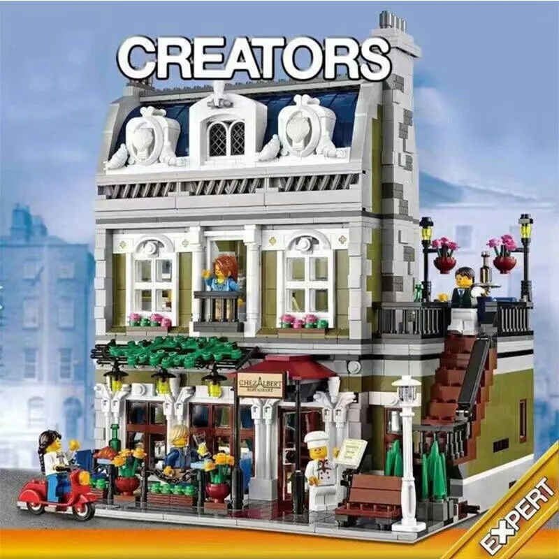 

15010 2418Pcs Creative Parisian Restaurant Apartment Children Building Blocks Bricks Toys Compatible With Legoings City
