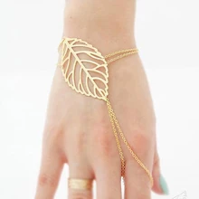 Boho Double Layer Hollow Leaf Bracelet Gold Color Metal Minimalism Bracelets For Women Party Jewelry Bijoux Femme Dropshipping