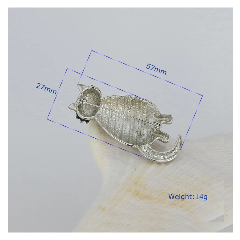 WXJCAN классная брошь в виде кошки, эмалированная полосатая брошь, кошка, зеленый кристалл или голубой глаз, броши в виде животных, ювелирные изделия, размер 57 мм* 27 мм