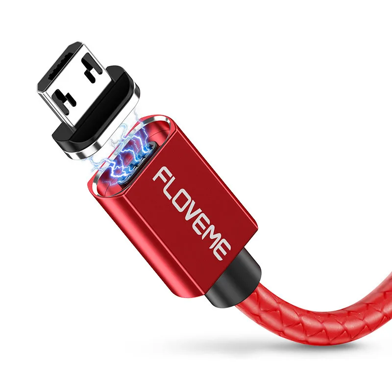 Магнитный кабель FLOVEM Micro USB C Type провод для iPhone 3A светодиодный короткий зарядный