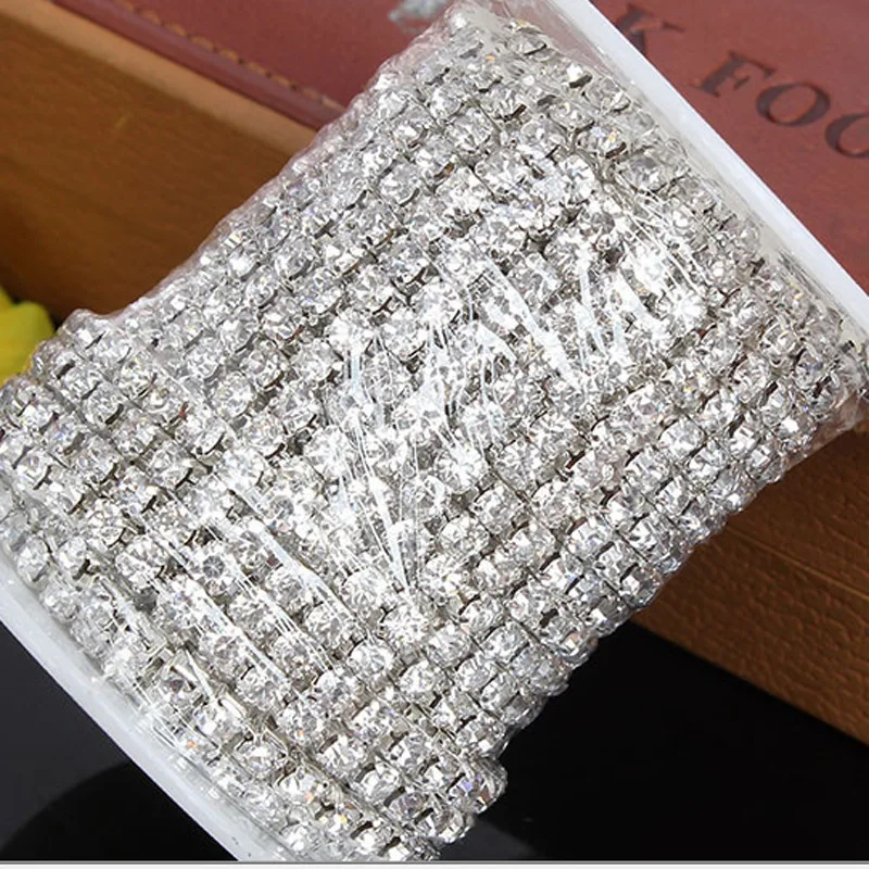 Цепочка со стразами на серебряной основе 2 5 мм 10 ярдов/рулон|chain for diy|silver chain rollroll |