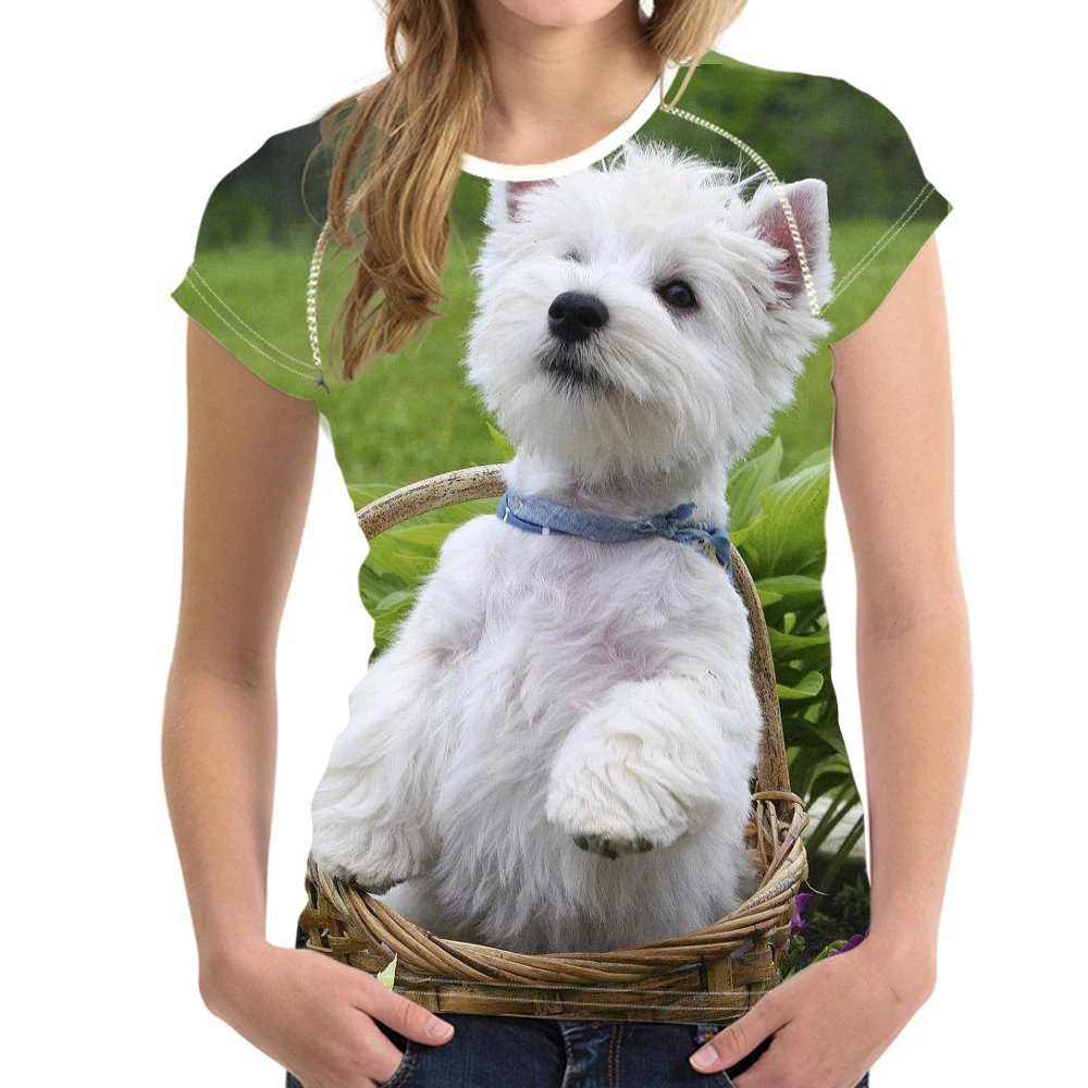Customized West Highland White Terrier Print Women Summer T Shirts