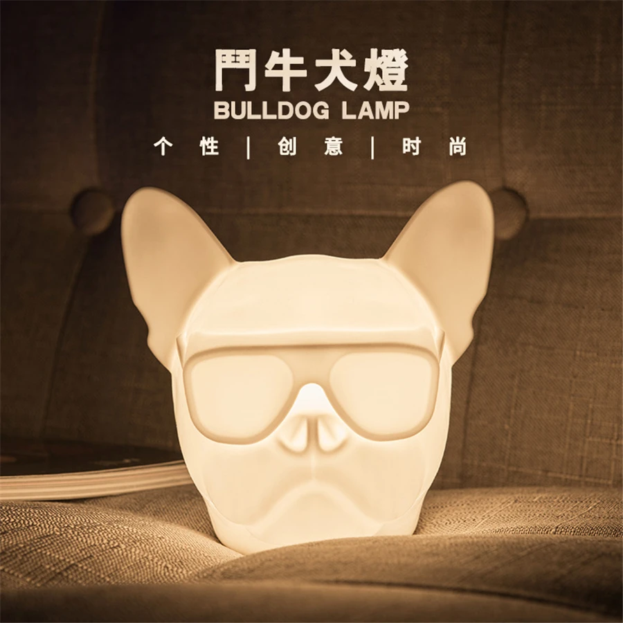 

LED Night light bulldog Animal USB rechargeable Silicone Soft Cartoon Baby child Lamp for Children birthday Christmas Gift