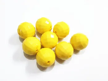 

20mm 100pcs/lot Yellow Acrylic Solid Faceted Beads