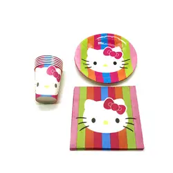Мультфильм disney рисунок «hello kitty» тема 22 шт./лот открытки для торжеств чашка тарелка салфетка Дети пользу день рождения стекло блюдо ткани