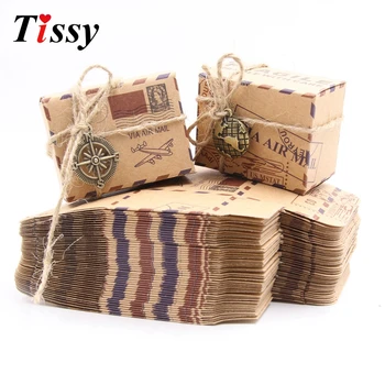 

10pcs/lot Retro kraft Paper Creative Candy Box with Accessories Wedding Favors and Gift Boxes Birthday Party Decoration Supplies