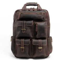 2019 Новая Европейская и американская популярная двойная сумка в стиле ретро-топ кожаный мужской рюкзак для отдыха рюкзаки из натуральной