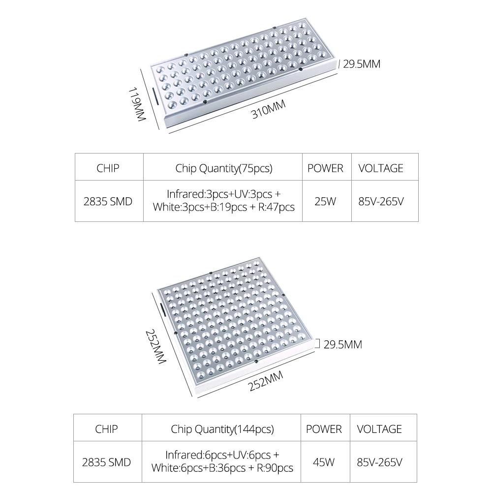 Светать Фито лампы 220 V 110 Светодиодный полный спектр 25 W 45 75 светодиодный s 144 для