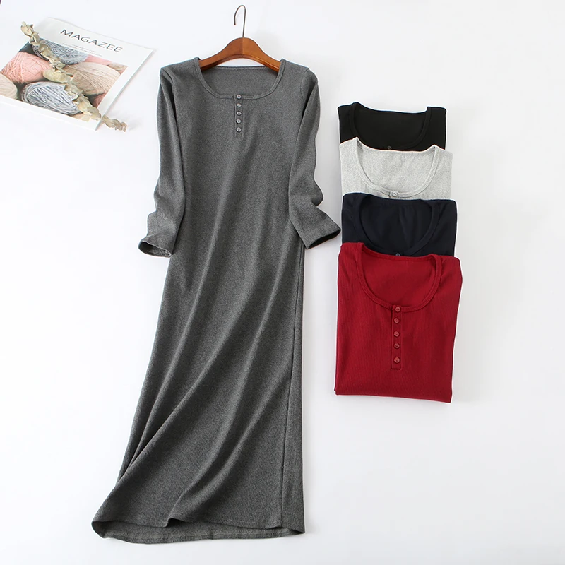 

Autumn Winter Long Dress Women Elegant Button Long Sleeve Maxi Dress Female Warm Slim Oversize Basic Dresses Party Vestidos 1508