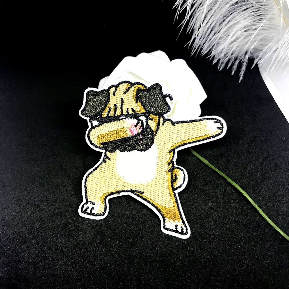 1 шт. Kawaii Супермен Мопс нашивки в форме собак железные значки в полоску Одежда с животными аппликации шитье вышивка милые наклейки