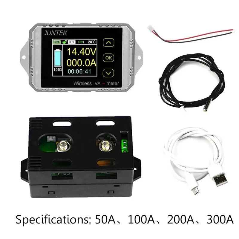 DC 120V 50A 100A 200A 300A беспроводной Амперметр Напряжение кулер кВт/ч ватт автомобильный