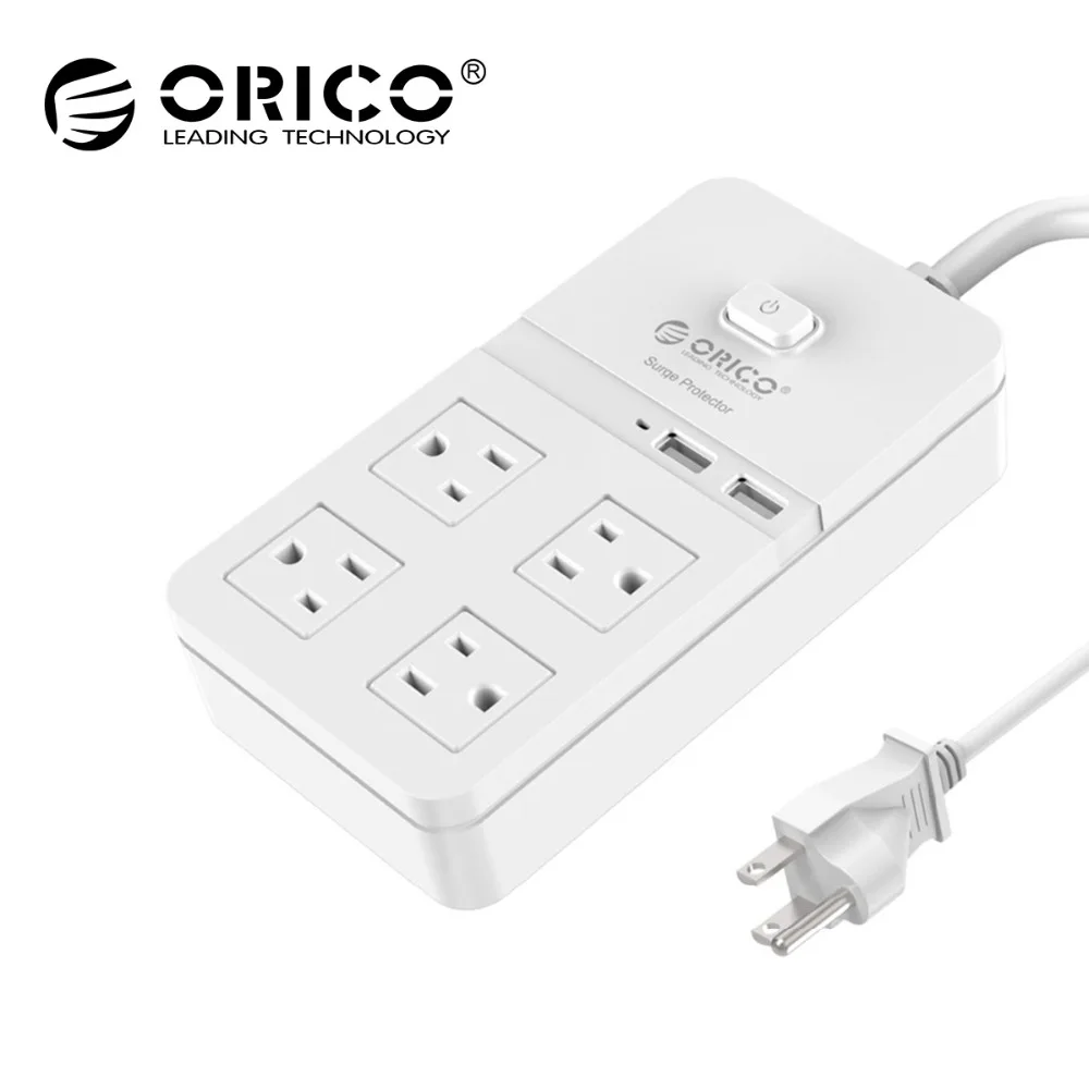 Продажа ORICO США Plug мощность полосы 4, 8, 10 AC Outlet электрические розетки стабилизатор напряжения расширение США розетки 2 порты и разъёмы USB Smart Зарядное ...