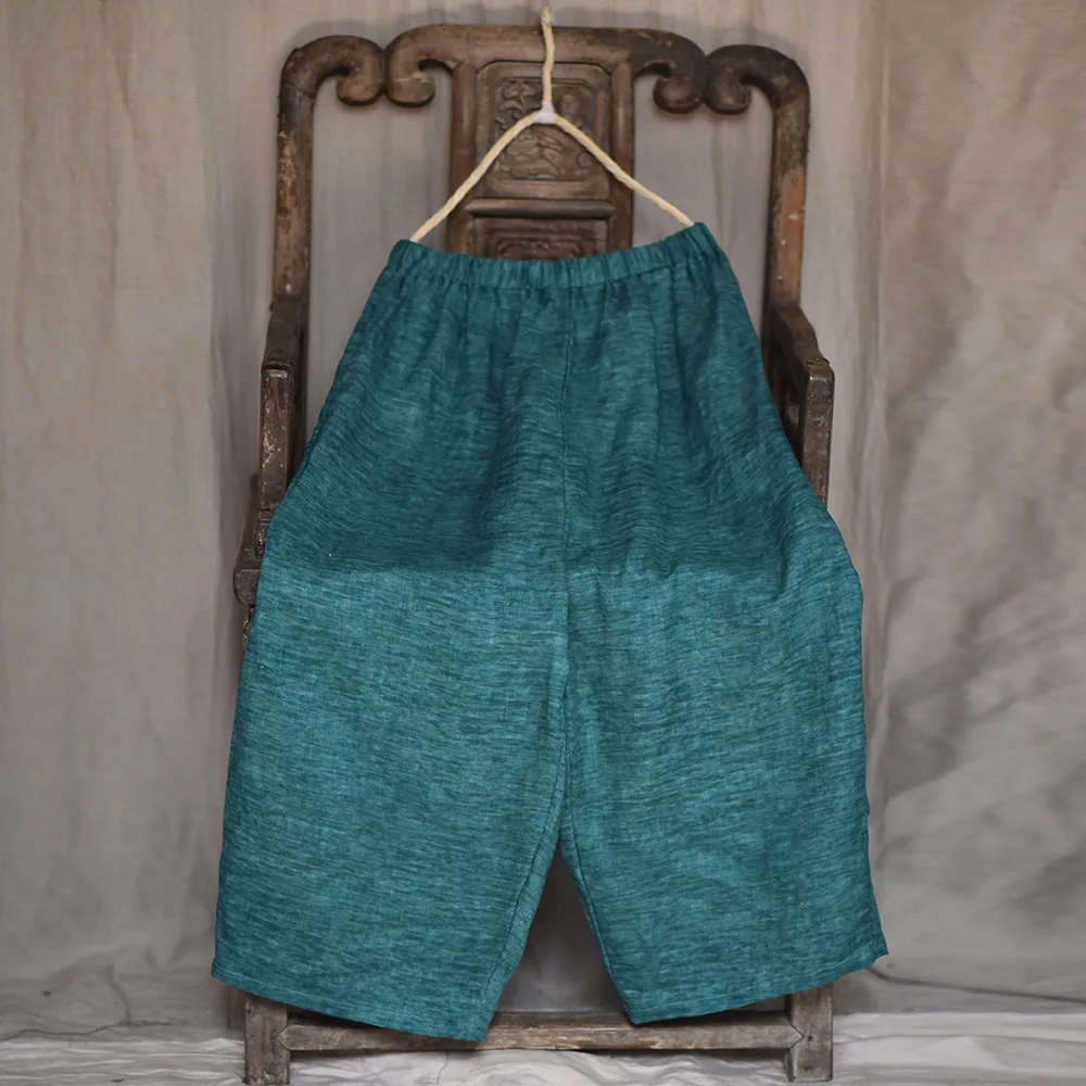 Женские хлопковые льняные брюки с цветочным принтом, большие размеры, весна-лето, широкие штаны с эластичной резинкой на талии, свободные винтажные брюки YoYiKamomo