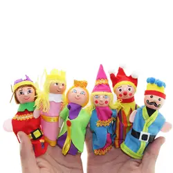6 шт. Детские пальчиковые игрушки люди пальчиковые куклы деревянный театр Мягкая кукла Дети Развивающие игрушки для детей подарок играть F411
