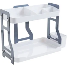 Двухслойная комбинированная стойка кухонные специи Бутылка приправы Стойка Ванная комната пластиковая стойка для хранения косметики LU42010