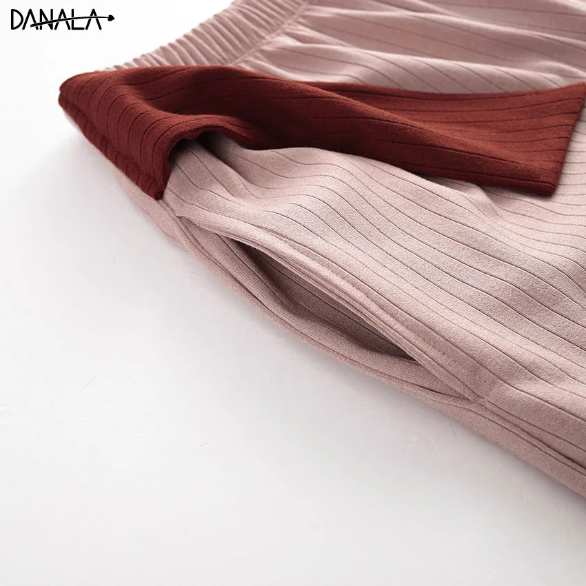 DANALA/Хлопковые повседневные женские пижамные комплекты летние однотонные