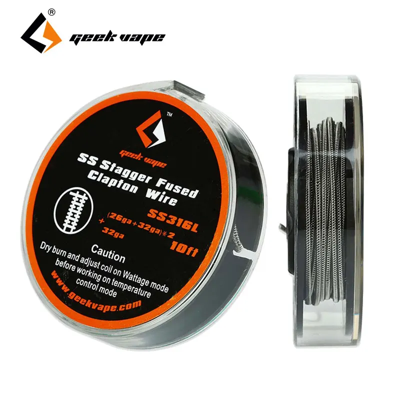 

100% Original 10ft GeekVape SS316L (26GA+32GA)x2+32GA SS Stagger Fused Clapton Wire DIY Wire for RBA RDA RDTA Coil
