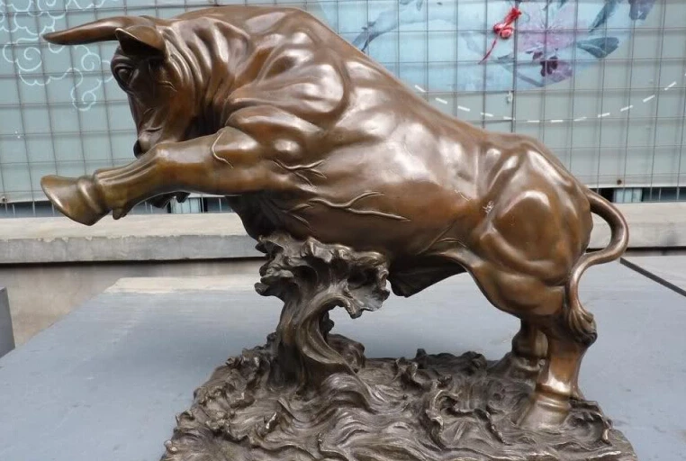 

R0720 Details about 17"Chinese Excellent Pure Bronze Gallop lifelike cattle Lucky Ox Statue B0403