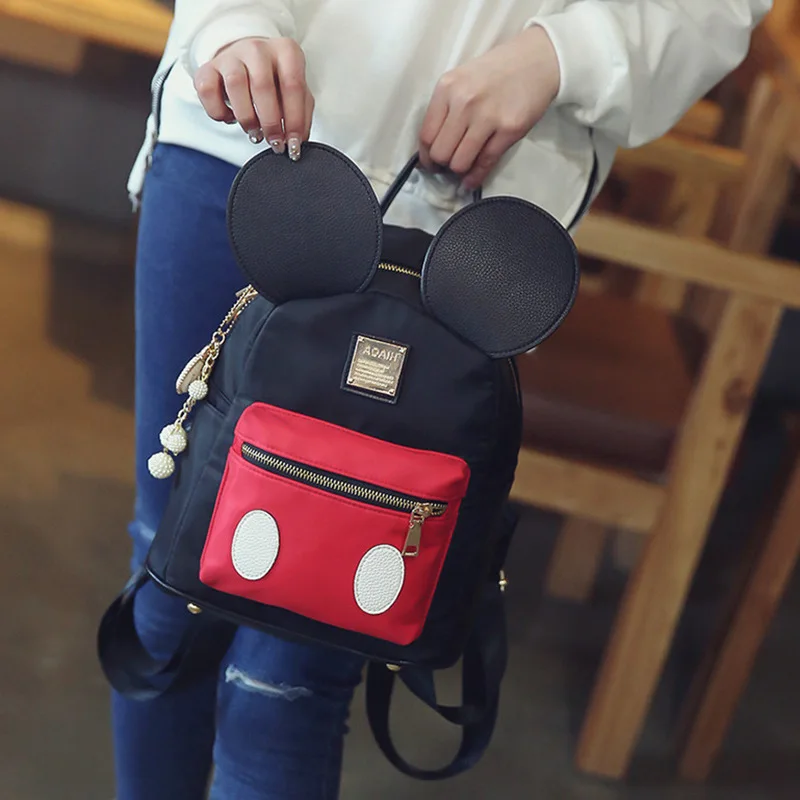 De moda de Mickey mujer mochila de Nylon negro Grils la escuela mochila mini mochila de viaje de los niños mochila escolar mochila S178