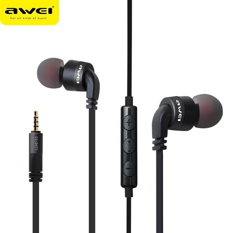 AWEI es-30ty металлический Наушники стерео гарнитура Super Bass для телефона с микрофоном
