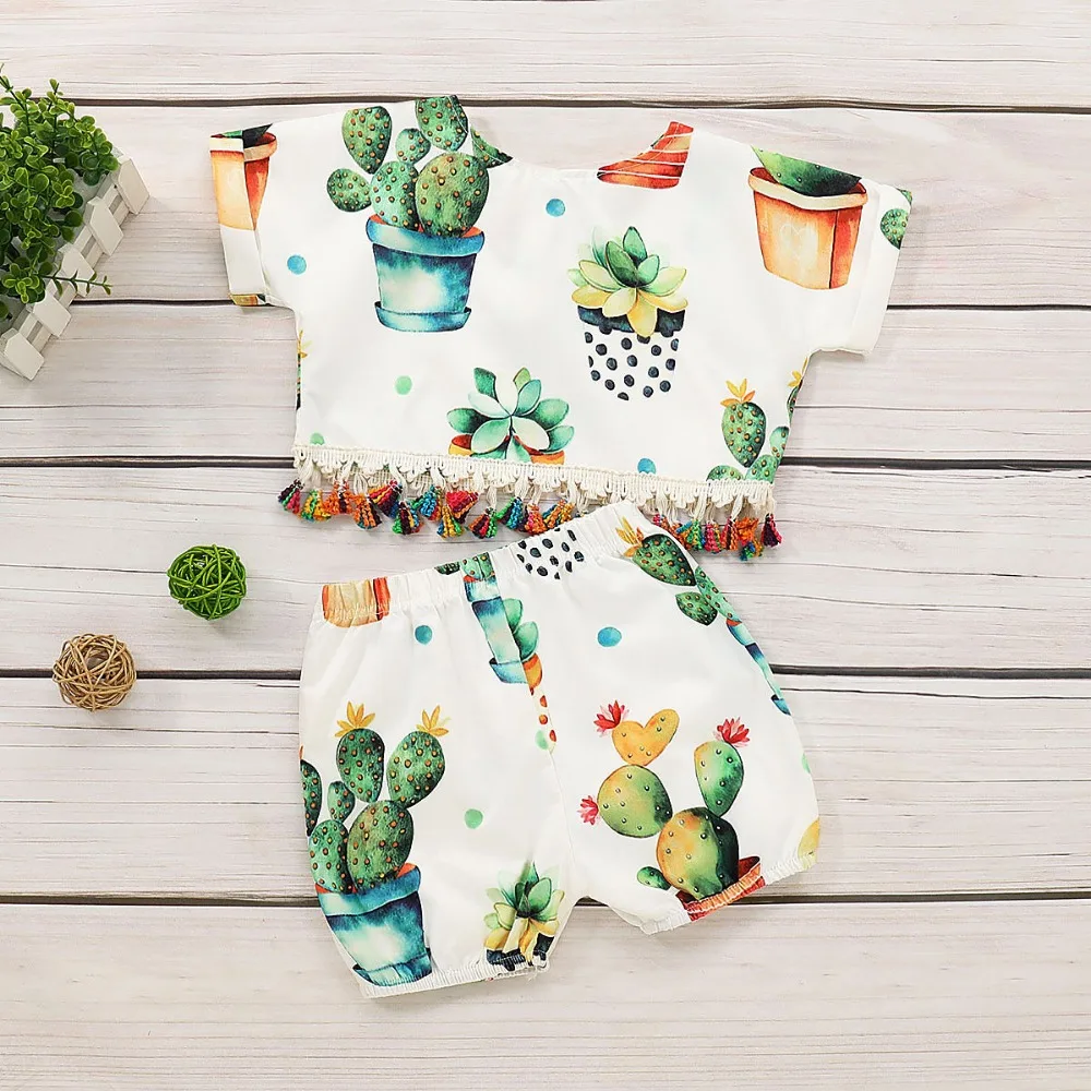 Одежда для новорожденных девочек комплект одежды с милым принтом футболки топы и шорты хлопковые комплекты