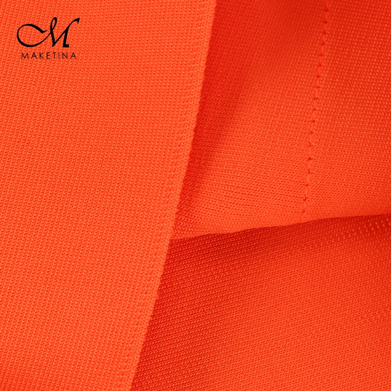 Maketina/Новые оранжевые сексуальные платья с глубоким v-образным вырезом и повязкой, женское облегающее платье без рукавов, вечерние бандаж большого размера, платья