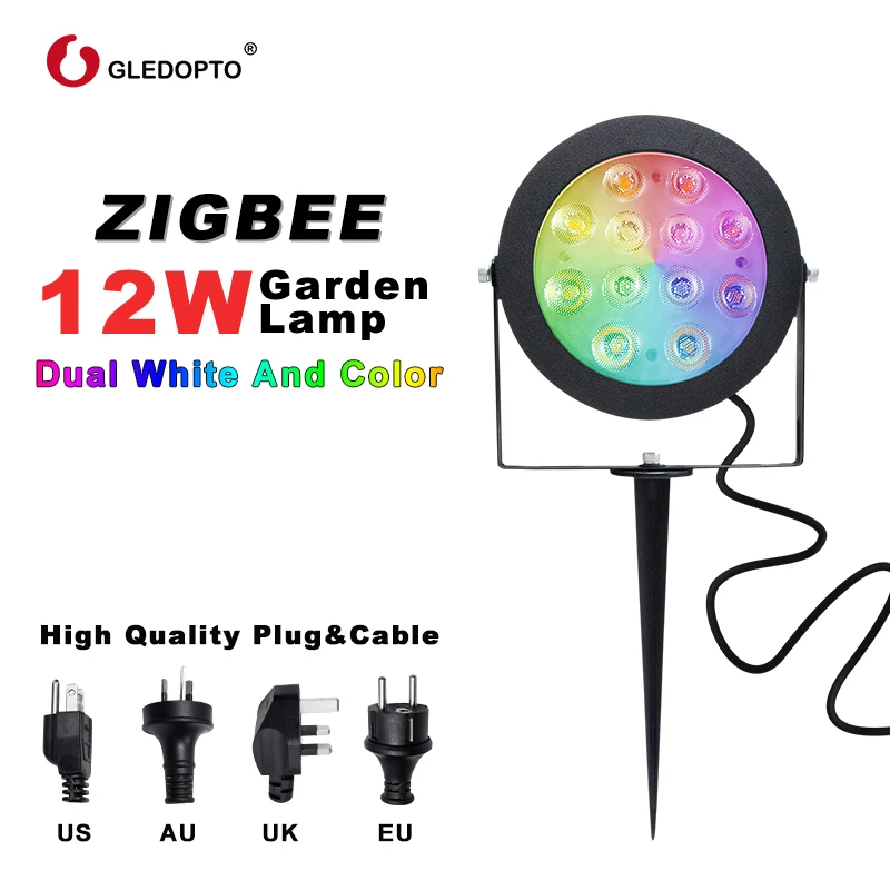 GLEDOPTO Zigbee Outdoor RGBCCT 12W Garden Lamp light Warm Cold White Work with Remote Control  Alexa Echo Plus Smartthings Tuya