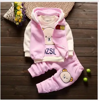 

Autumn Kids Suits Baby Girls Boys Clothes Sets Cute Infant Cotton Suits Coat+T Shirt+Pants 3 Pcs Thickening Casual Clothes