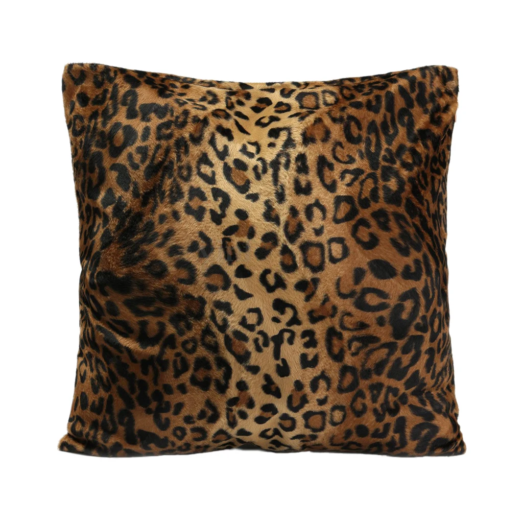  Soft Short Velvet Leopard Animal  Pattern Throw Pillow Cushion Cover Seat Car Home Bed Decorative Pillowcase Bathroom Pillow 