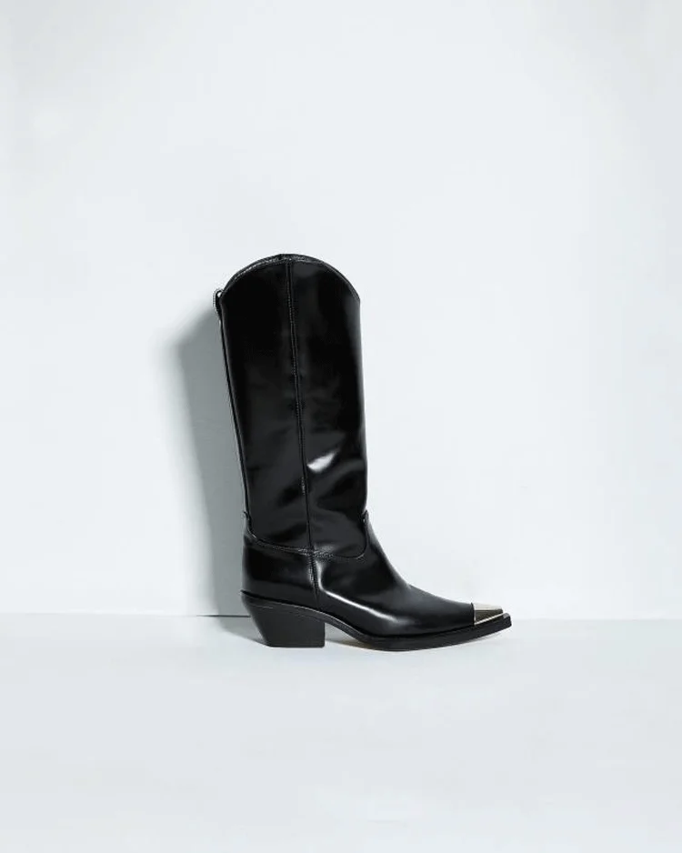 Conchyliculture Cuir D'équitation Black En Veau Femmes Western Grande 34 Plus white Taille 43 Suru Bottes d0qUOwdE