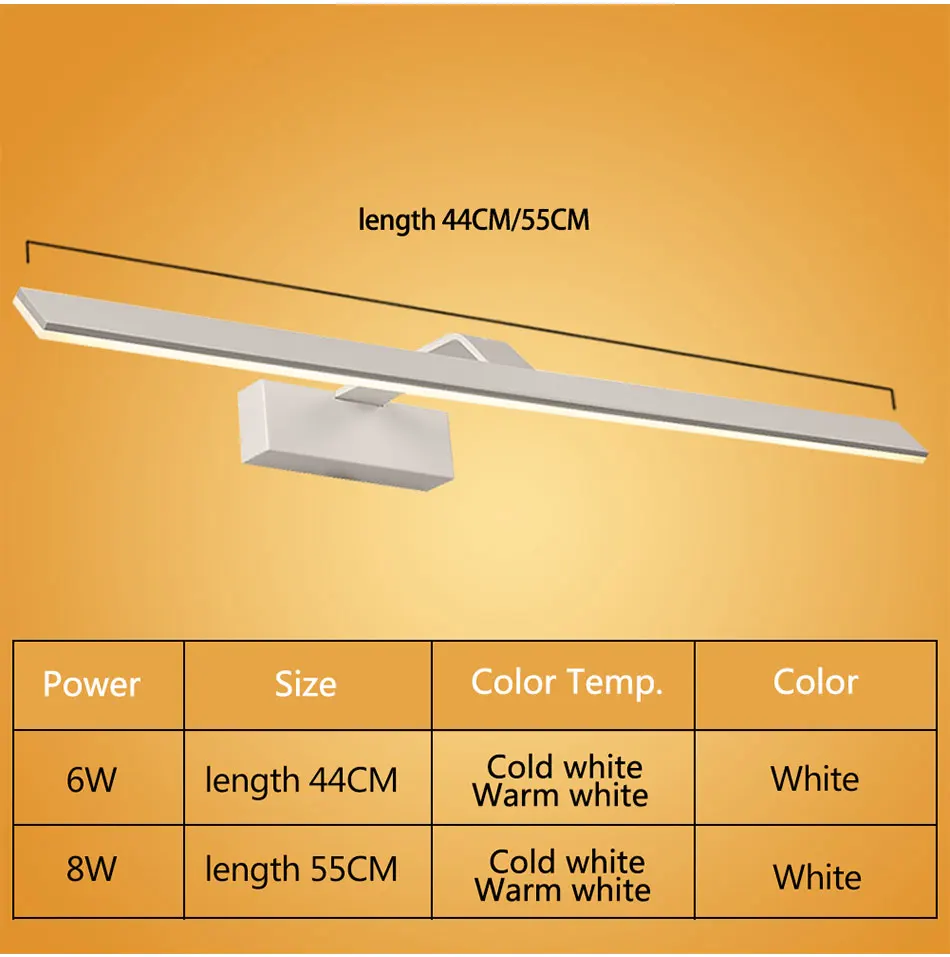 Светодиодный настенный светильник Настенный светильник 6 Вт 8 Вт светодиодный зеркальный передний настенный светильник s комод современный водонепроницаемый светильник для комода