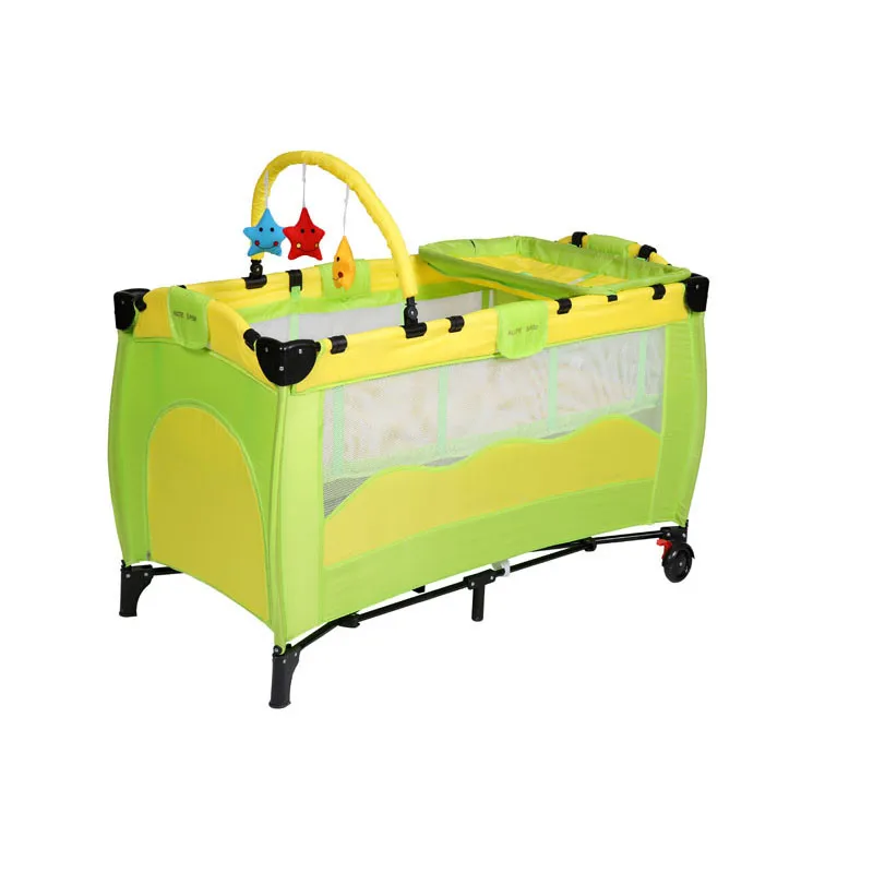 Зеленый hralth& Sfe, рисунок из мультфильма, детская кроватка полка экспортирует высокого профиля для малышей в европейском стиле складной детский манеж детская кровать с посылка